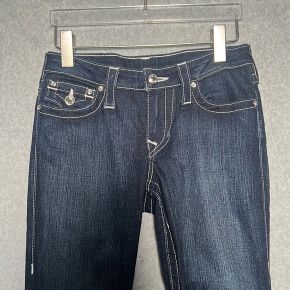 True Religion Slim Straight Jeans SZ 27 bling pocket dark wash - Picture 5 of 8